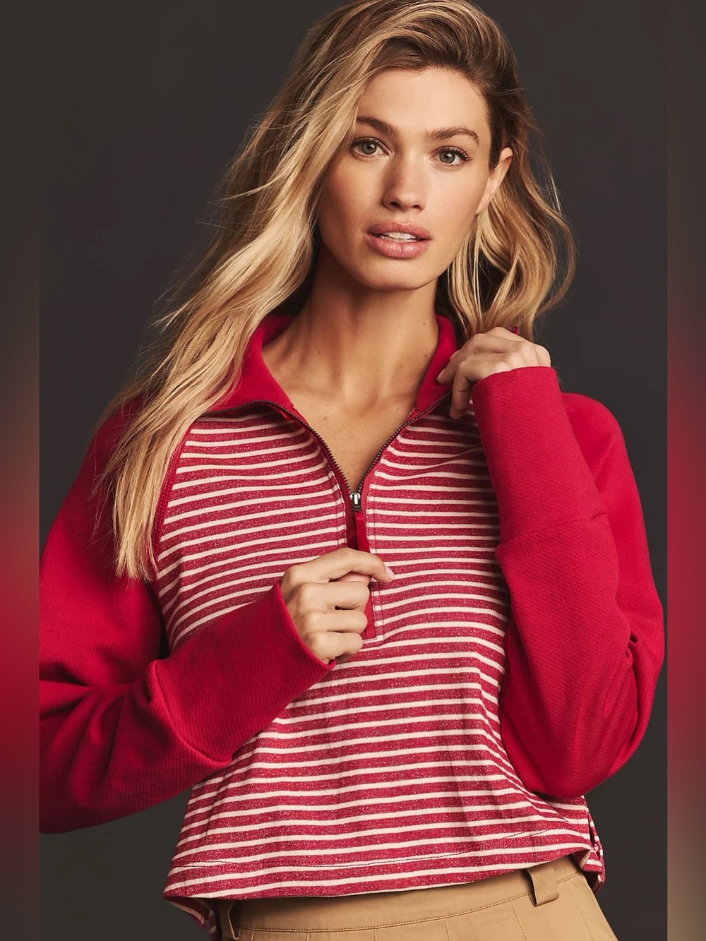 Anthropologie Pilcro Striped Half-Zip Pullover